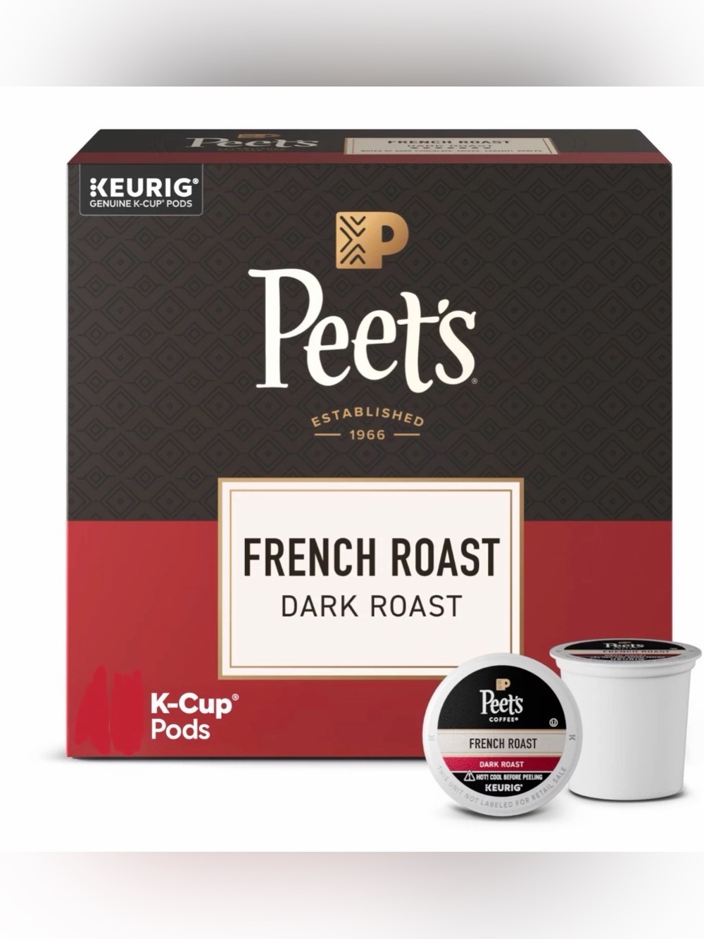 Peet's Coffee French Roast Premium Dark Roast Keurig K-Cup Coffee Pods, 60 Count